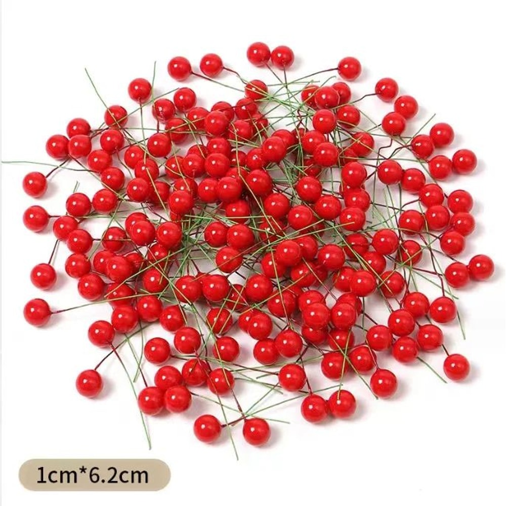 Artificial Red Berry Stems For Christmas Decor Mini Fake Cherry Berries For DIY Wreaths Floral Ar
