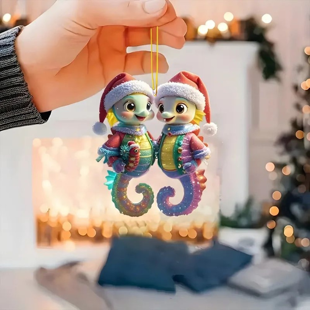 Cartoon Acrylic Christmas Tree Hanging Ornament 2D Flat Xmas Tree Pendant For Holiday Tree Home D 18