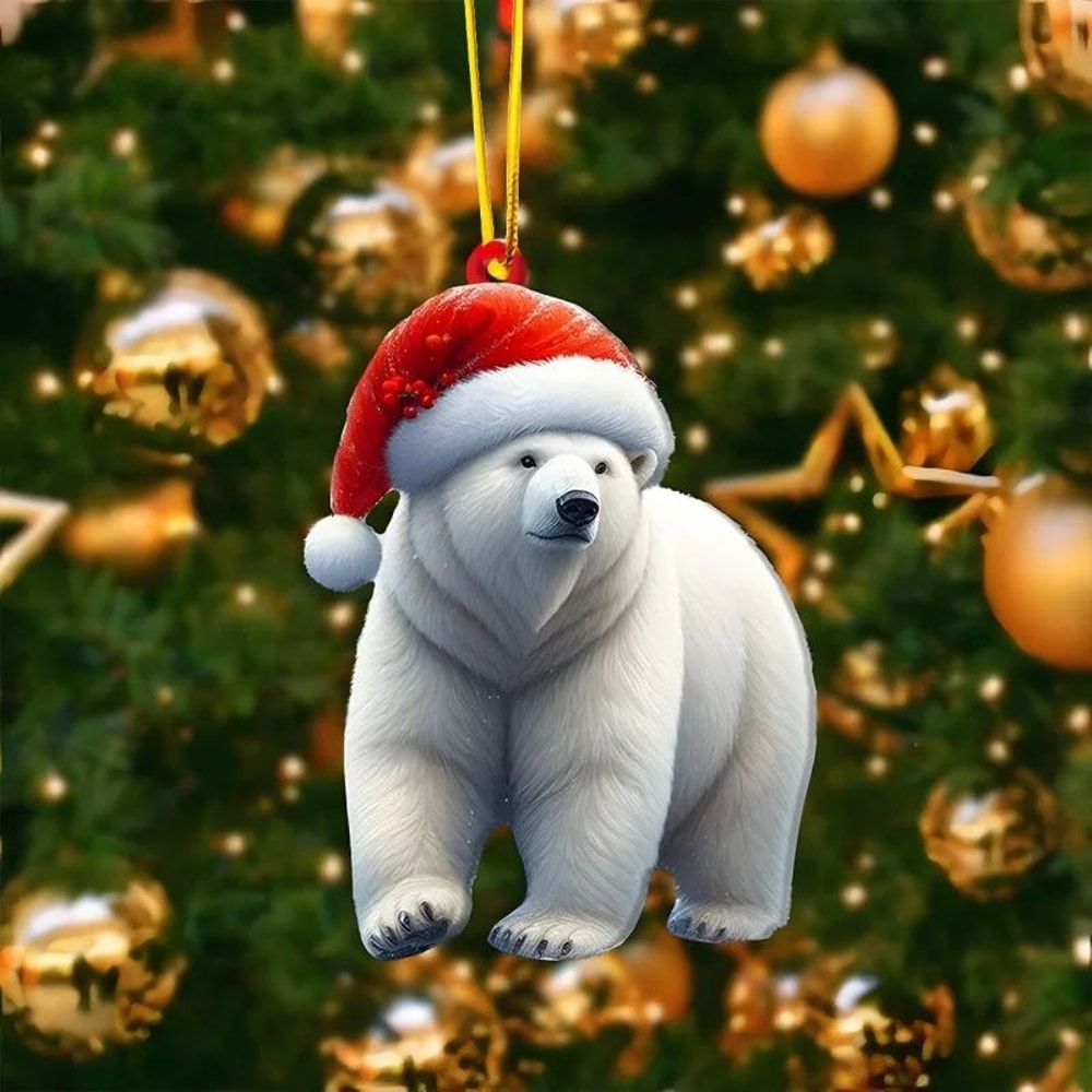 Cartoon Acrylic Christmas Tree Hanging Ornament 2D Flat Xmas Tree Pendant For Holiday Tree Home D 14