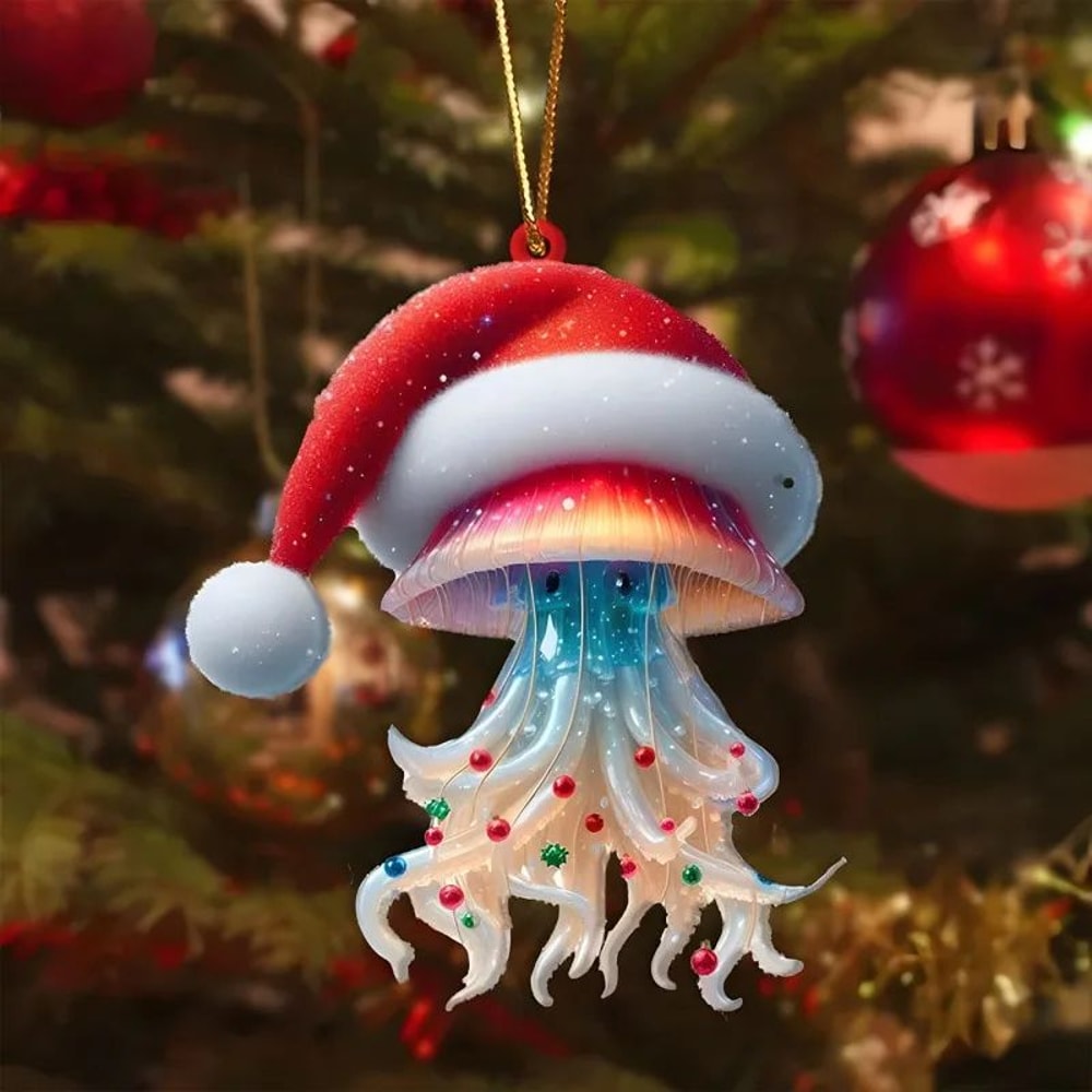 Cartoon Acrylic Christmas Tree Hanging Ornament 2D Flat Xmas Tree Pendant For Holiday Tree Home D 21