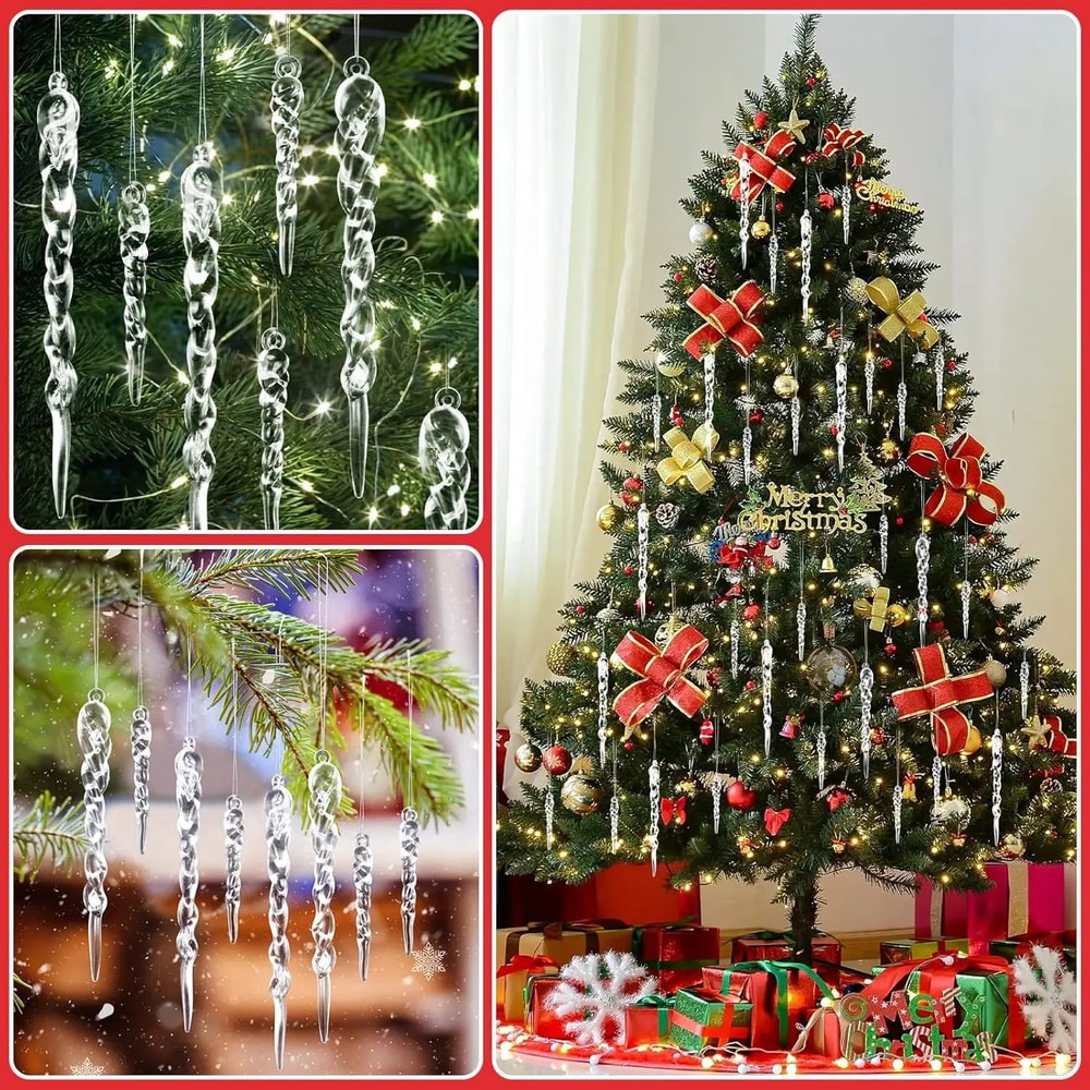 Transparent Crystal Icicle Christmas Ornaments Twisted Hanging Acrylic Icicle Pendants For Xmas Tr 3