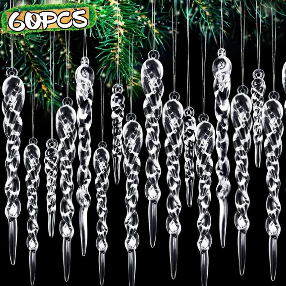 Transparent Crystal Icicle Christmas Ornaments Twisted Hanging Acrylic Icicle Pendants For Xmas Tr 5