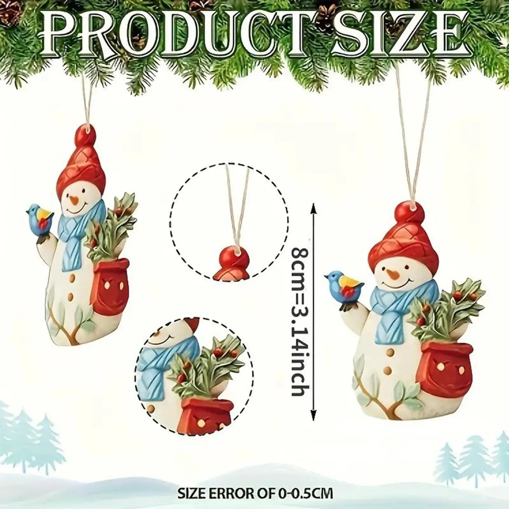 Wooden Snowman Christmas Tree Ornaments Set Rustic Hanging Snowman Decorations For Holiday Home De 5