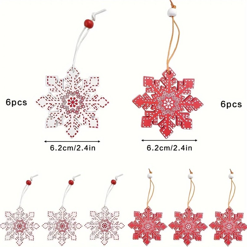 Rustic Wooden Snowflake Star Christmas Ornaments Natural Wood Hanging Tree Decorations For Holida 5