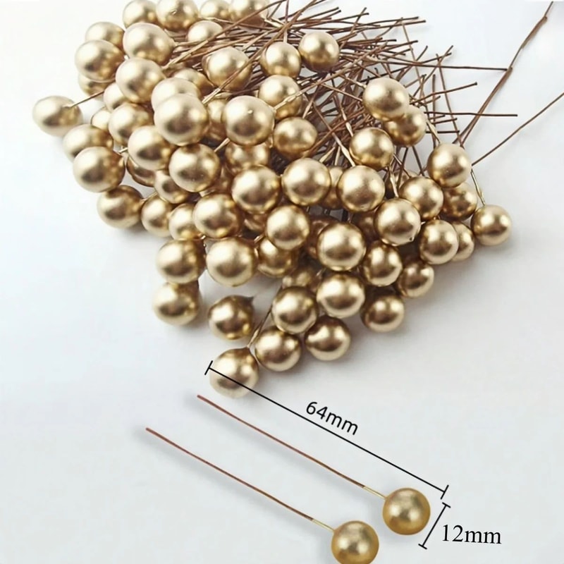 Mini Artificial Christmas Berry Decorations Red Gold Silver Fake Cherry Berries For DIY Wreaths 4