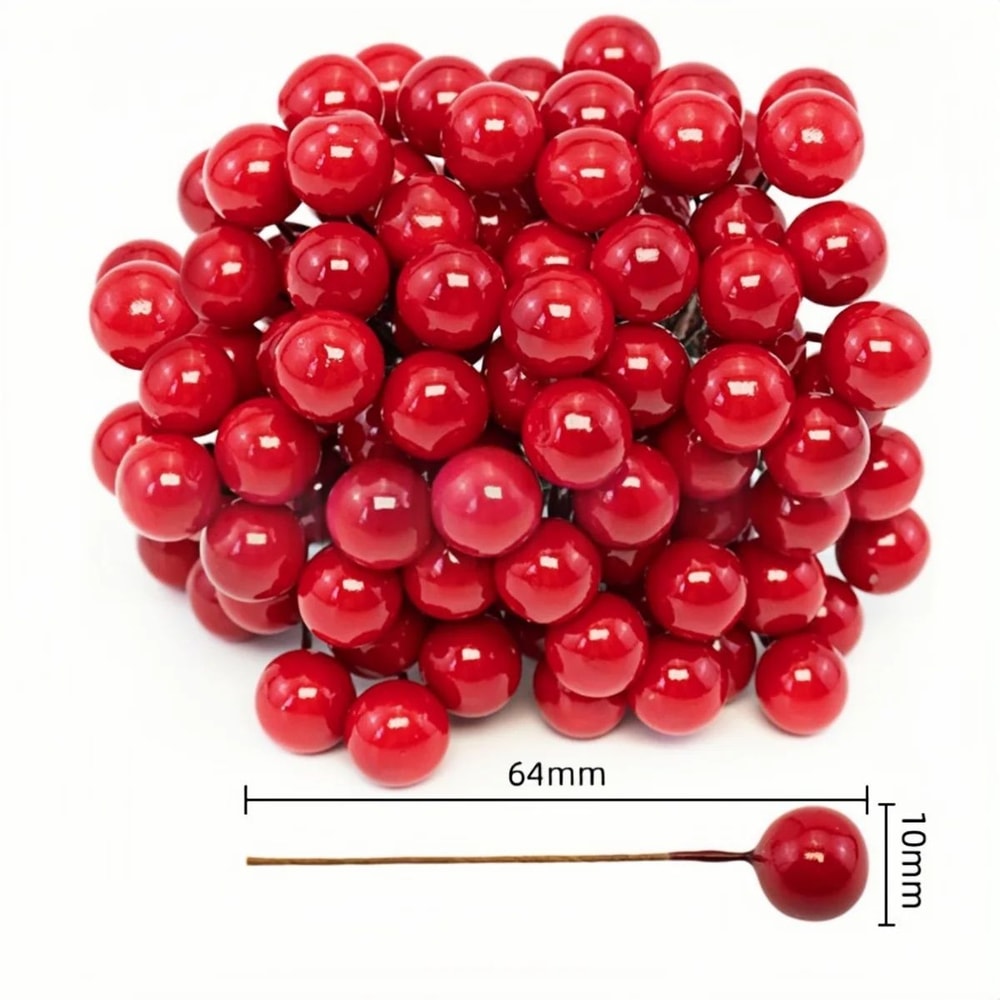 Mini Artificial Christmas Berry Decorations Red Gold Silver Fake Cherry Berries For DIY Wreaths 5