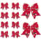 Red Velvet Christmas Wreath Bows 10pcs Holiday Tree Garland Decorative Bows For Festive Home Deco