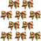 Glitter Red Green Stripe Christmas Burlap Bows 10PCS Festive Wreath Tree Decoration Bows 0