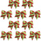 Glitter Red Green Stripe Christmas Burlap Bows 10PCS Festive Wreath Tree Decoration Bows 5
