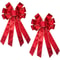 Large Red Velvet Burlap Christmas Wreath Bows 2 Pcs Holiday Tree Topper Front Door Decoration Bow 2