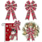 Vintage Buffalo Plaid Christmas Wreath Bows 2 Pcs Red Snowflake Holiday Tree Door Decoration Bows 0