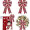 Vintage Buffalo Plaid Christmas Wreath Bows 2 Pcs Red Snowflake Holiday Tree Door Decoration Bows 5