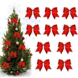 red velvet valentines & christmas wreath bows – 10 pcs rustic gilt-edge tree & door decoration bows