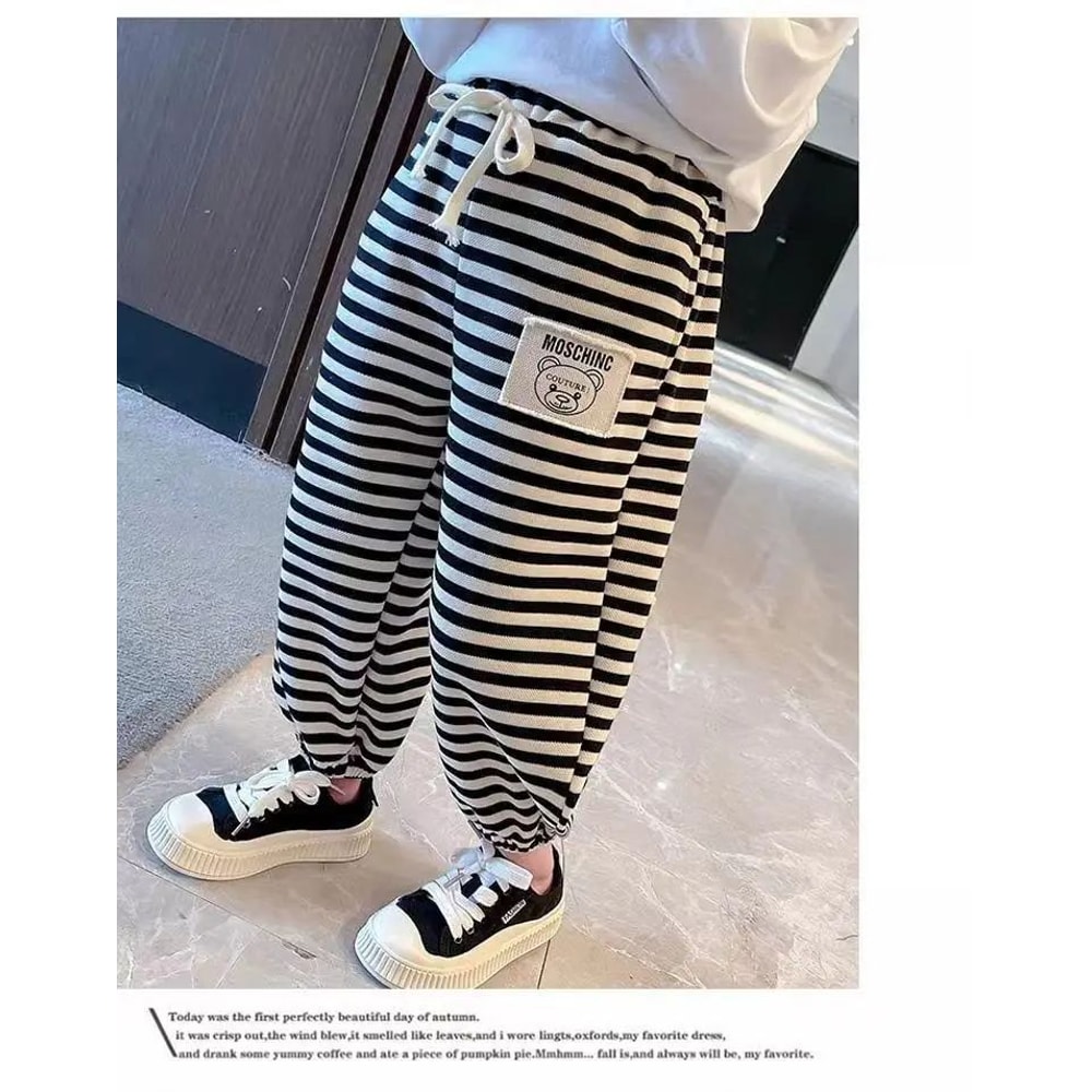 CozyStride Kids Striped Jogger Pants Thermal Drawstring Toddler Sweatpants For Boys Girls 46Y 1