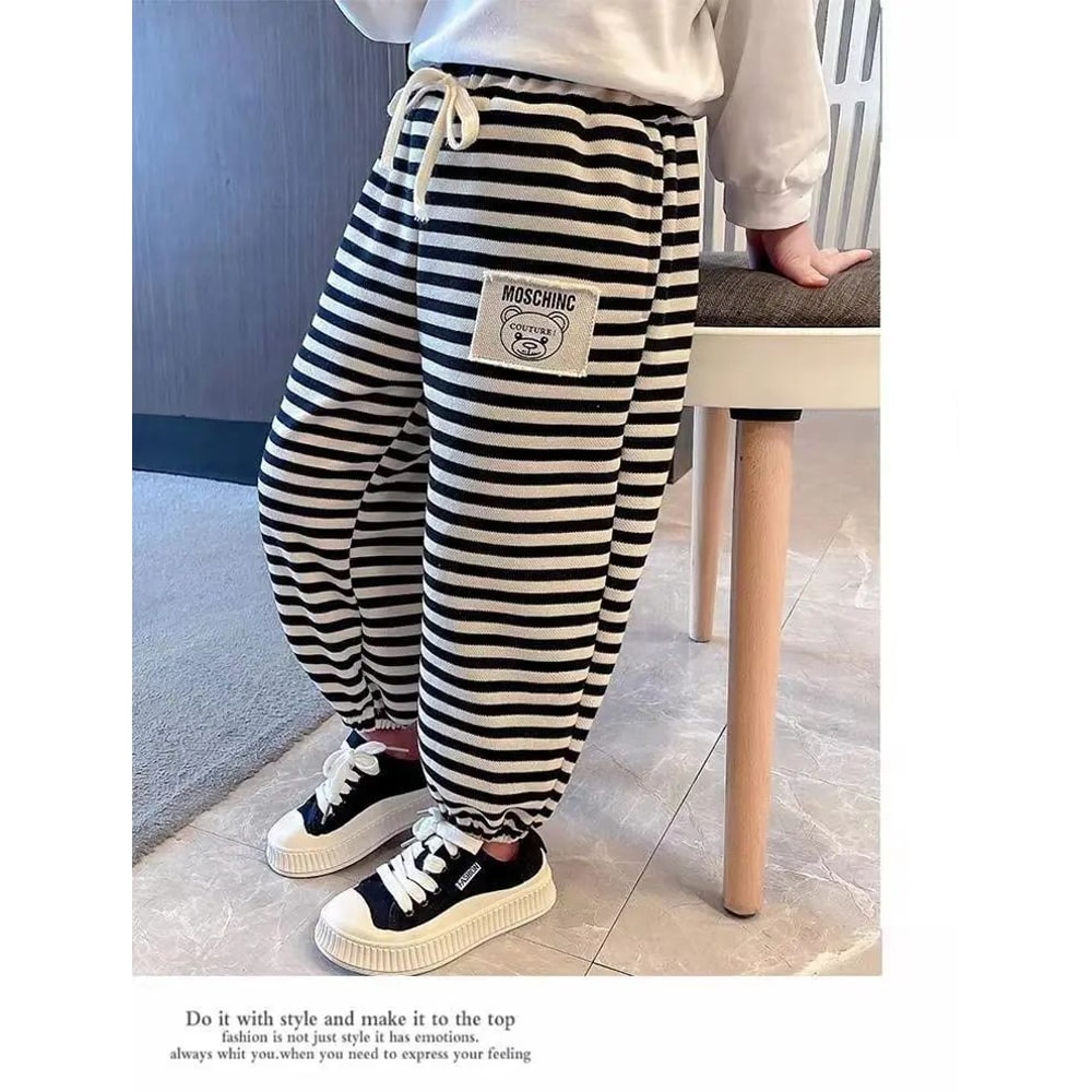 CozyStride Kids Striped Jogger Pants Thermal Drawstring Toddler Sweatpants For Boys Girls 46Y 3