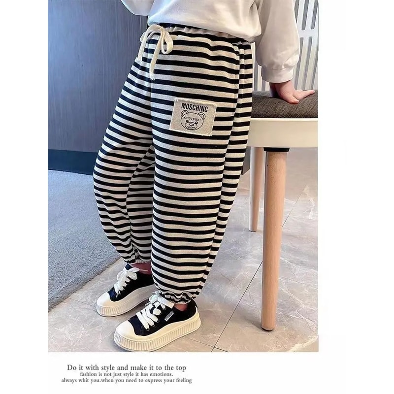 CozyStride Kids Striped Jogger Pants Thermal Drawstring Toddler Sweatpants For Boys Girls 46Y 3