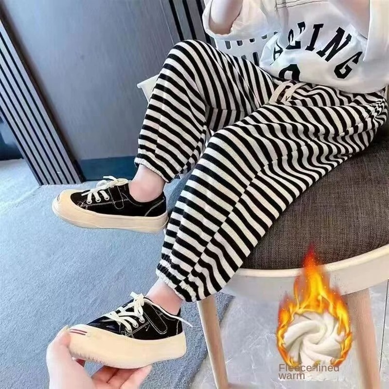 CozyStride Kids Striped Jogger Pants Thermal Drawstring Toddler Sweatpants For Boys Girls 46Y 7