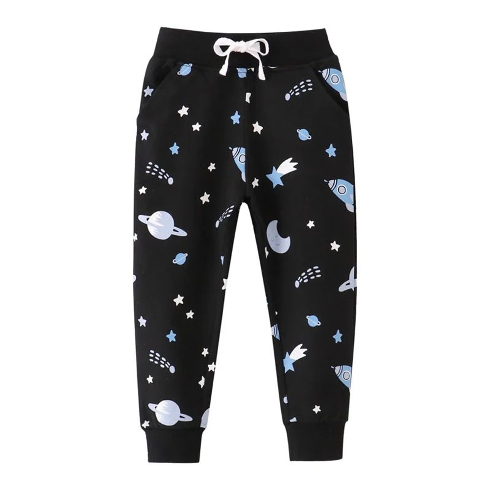Jumping Meters Kids Space Print Sweatpants Cotton Drawstring Harem Pants For Boys 2T7T 3