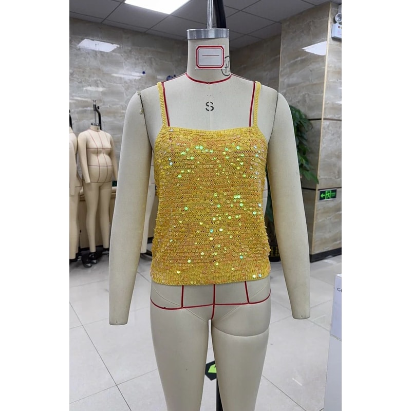 Hirigin Sequin Crochet Crop Top Sparkly Backless Boho Knit Camisole Beach Tank For Women 3