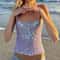 Hirigin Sequin Crochet Crop Top Sparkly Backless Boho Knit Camisole Beach Tank For Women 9