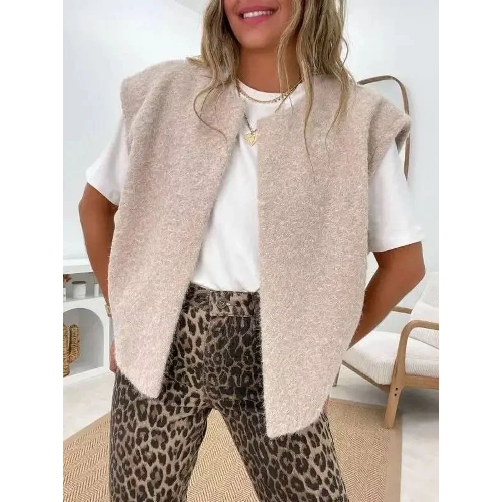 Dongdaemun Elegant DoubleSided Wool Vest Korean VNeck HandSewn Womens Outerwear Jacket 9