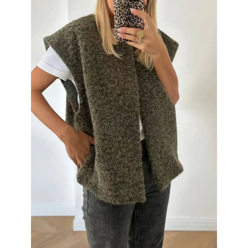 Dongdaemun Elegant DoubleSided Wool Vest Korean VNeck HandSewn Womens Outerwear Jacket 5