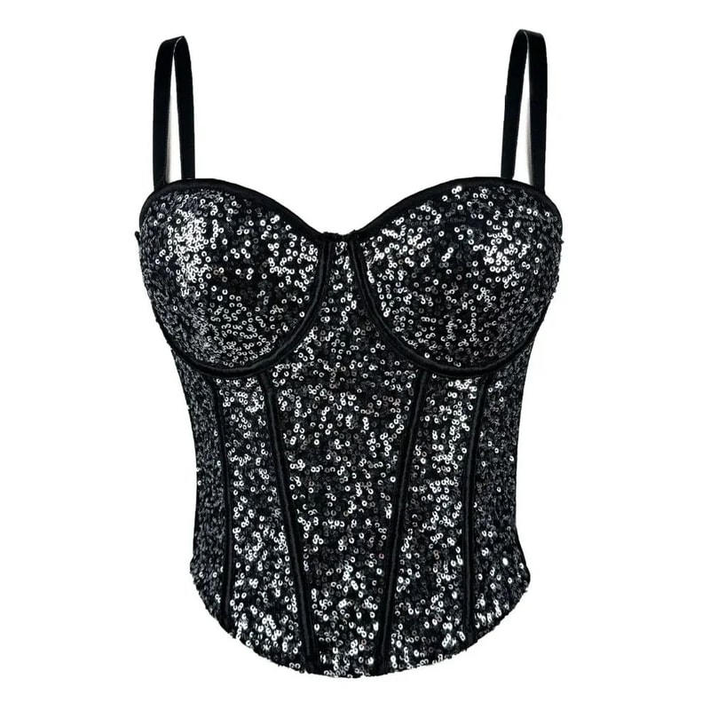 GlamSpark Sequin Camisole Tank Top Y2K Sexy Club Party Corset Camis For Women 0