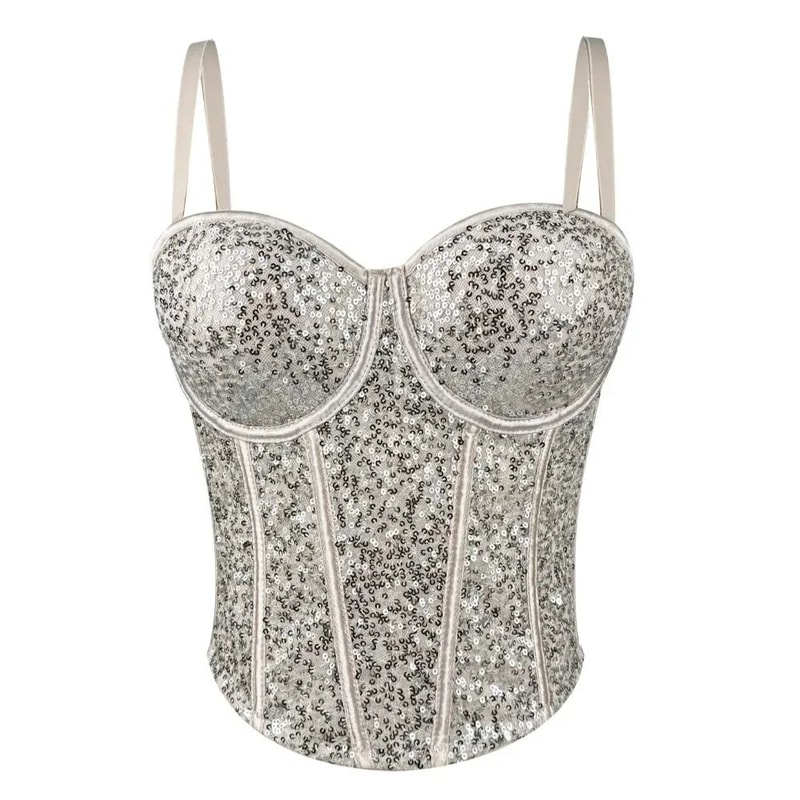 GlamSpark Sequin Camisole Tank Top Y2K Sexy Club Party Corset Camis For Women 3