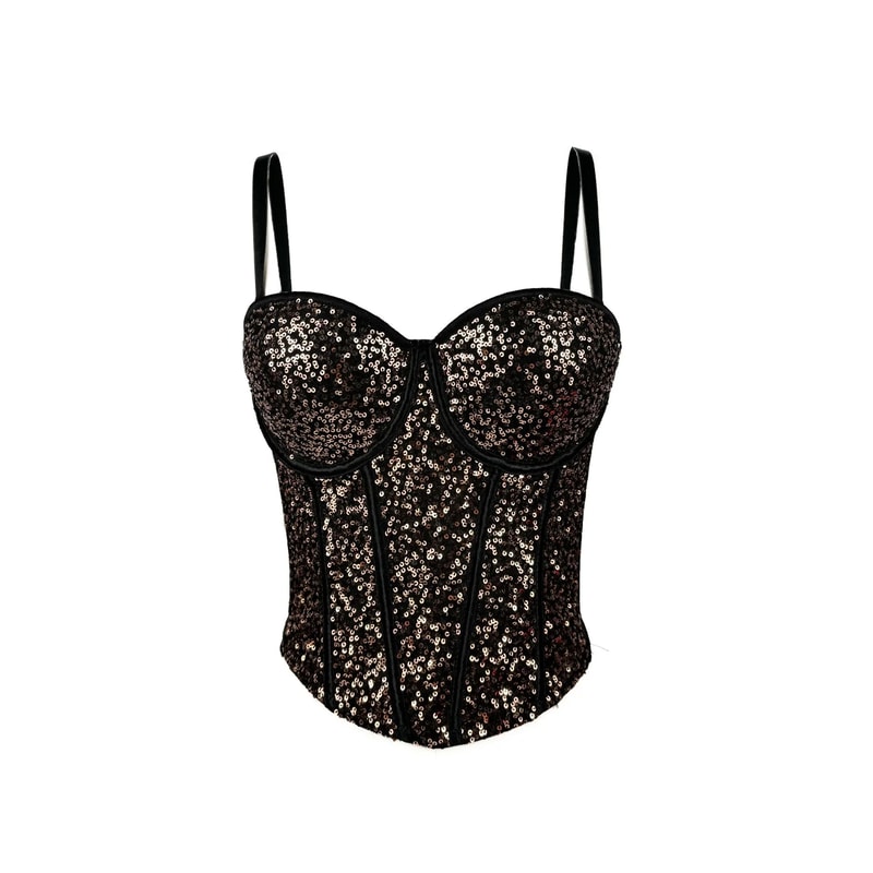 GlamSpark Sequin Camisole Tank Top Y2K Sexy Club Party Corset Camis For Women 8