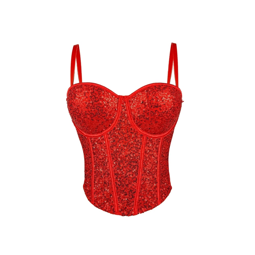 GlamSpark Sequin Camisole Tank Top Y2K Sexy Club Party Corset Camis For Women 11