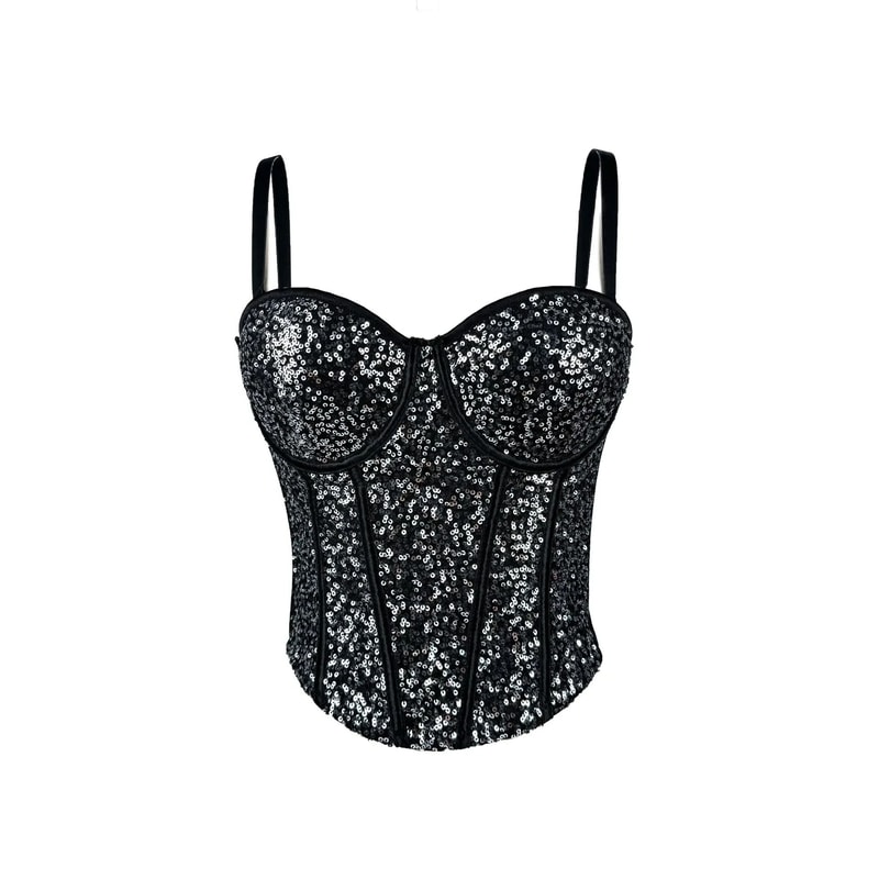 GlamSpark Sequin Camisole Tank Top Y2K Sexy Club Party Corset Camis For Women 9