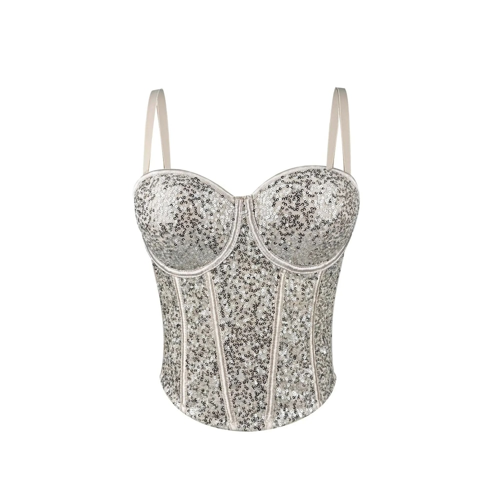 GlamSpark Sequin Camisole Tank Top Y2K Sexy Club Party Corset Camis For Women 13