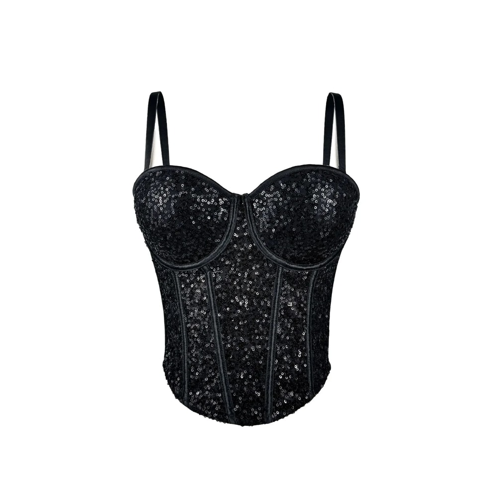 GlamSpark Sequin Camisole Tank Top Y2K Sexy Club Party Corset Camis For Women 7