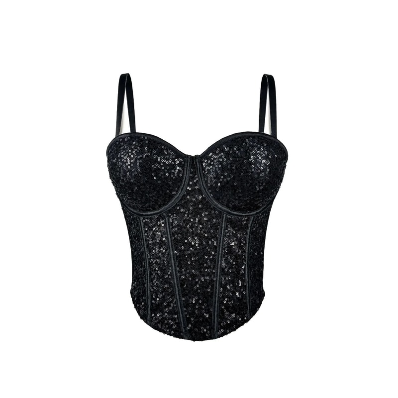 GlamSpark Sequin Camisole Tank Top Y2K Sexy Club Party Corset Camis For Women 7