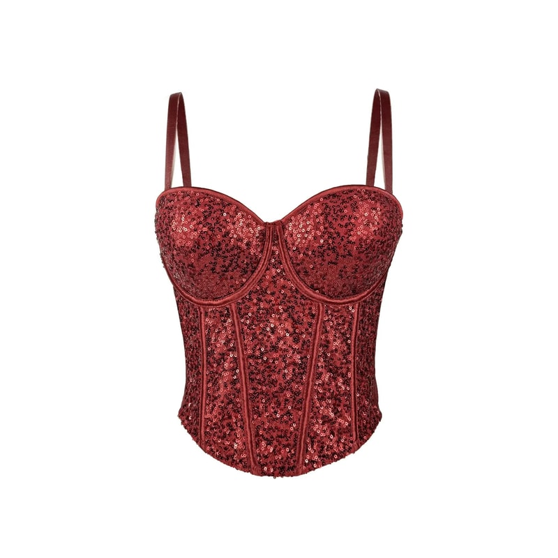 GlamSpark Sequin Camisole Tank Top Y2K Sexy Club Party Corset Camis For Women 10