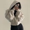 Linglsix Y2K Cropped ZipUp Hoodie Womens Harajuku Streetwear Hooded Sweatshirt Jacket 1
