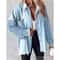 Sequin Colorblock Shacket Jacket Womens Contrast ButtonUp Raw Hem High Street Coat 1