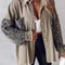 Sequin Colorblock Shacket Jacket Womens Contrast ButtonUp Raw Hem High Street Coat 4