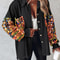 Sequin Colorblock Shacket Jacket Womens Contrast ButtonUp Raw Hem High Street Coat 7