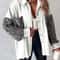 Sequin Colorblock Shacket Jacket Womens Contrast ButtonUp Raw Hem High Street Coat 15