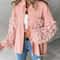 Sequin Colorblock Shacket Jacket Womens Contrast ButtonUp Raw Hem High Street Coat 12