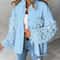 Sequin Colorblock Shacket Jacket Womens Contrast ButtonUp Raw Hem High Street Coat 13