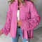 Sequin Colorblock Shacket Jacket Womens Contrast ButtonUp Raw Hem High Street Coat 20