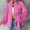 Sequin Colorblock Shacket Jacket Womens Contrast ButtonUp Raw Hem High Street Coat 20