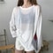 Korean Sheer Long Sleeve TShirt Womens Loose SunProtective Ulzzang Summer Tee 7