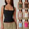 Y2K Square Neck DoubleLayer Tank Top Womens Slim Fit Sleeveless Basic Crop Camisole 4