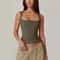 Y2K Square Neck DoubleLayer Tank Top Womens Slim Fit Sleeveless Basic Crop Camisole 3