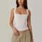 Y2K Square Neck DoubleLayer Tank Top Womens Slim Fit Sleeveless Basic Crop Camisole 9
