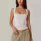 Y2K Square Neck DoubleLayer Tank Top Womens Slim Fit Sleeveless Basic Crop Camisole 9