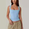 Y2K Square Neck DoubleLayer Tank Top Womens Slim Fit Sleeveless Basic Crop Camisole 11